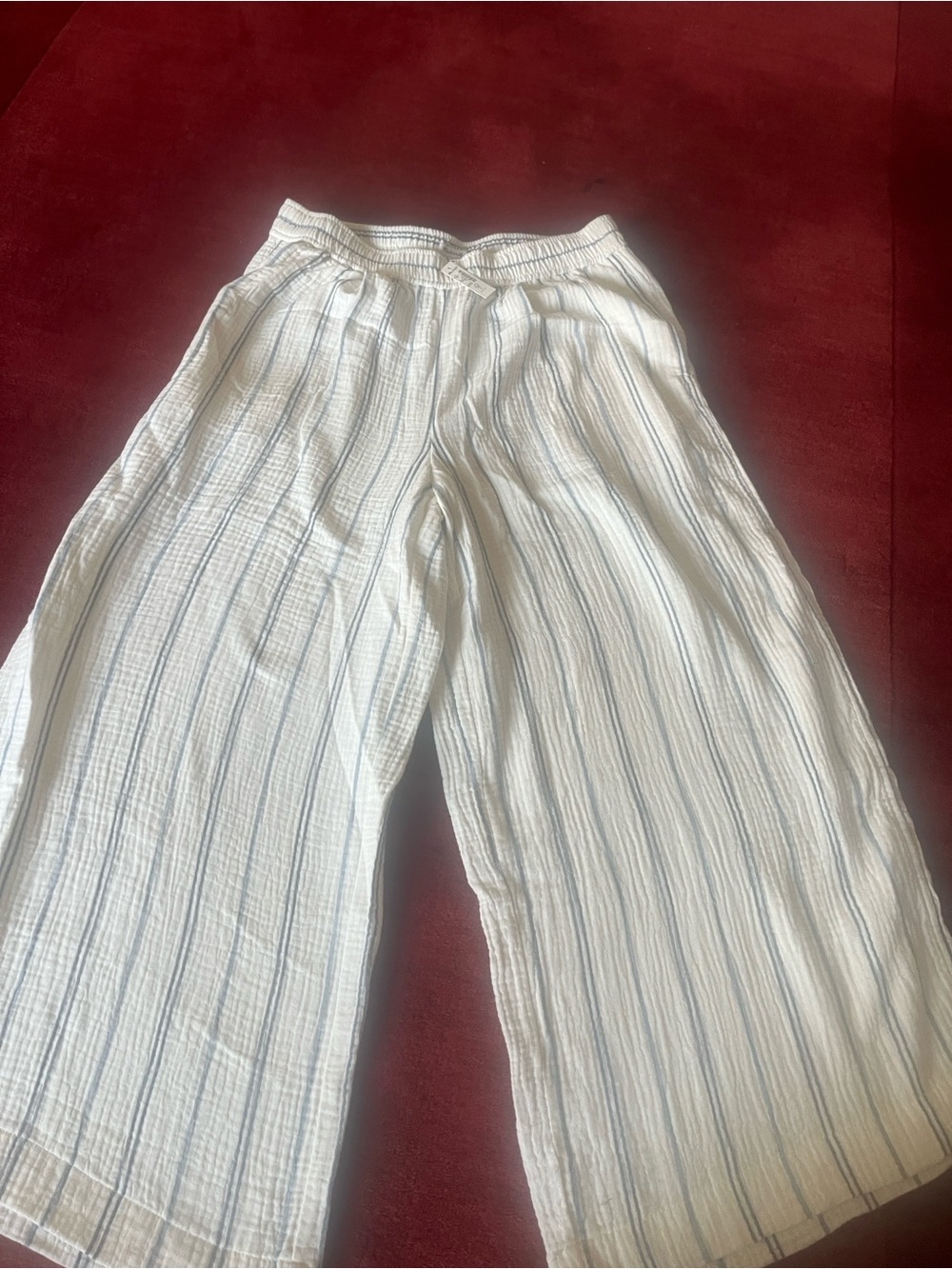 Madewell Untailored WideLeg Crop Pants Striped Lightspun Cotton - Picture 5 of 7